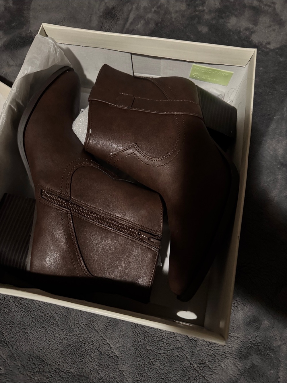Style & Co. Dark Brown Leather Ankle Booties
